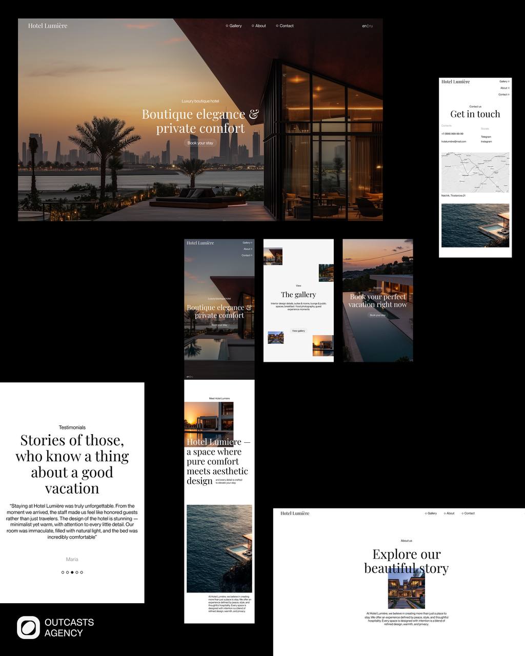 Корпоративный сайт для Hotel Lumière
Мы разработали сайт для Hotel Lumière — бутик-отеля, в котором сочетаются архитектурная простота, тактильность и свет | Сетка — социальная сеть от hh.ru