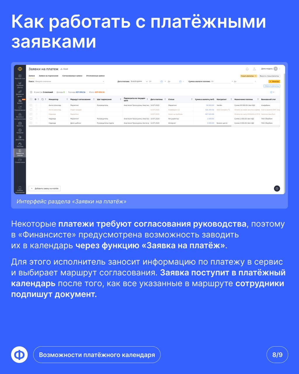Платёжный календарь «Финансиста»: обзор функционала
🔜 Главное преимущество платёжного календаря в том, что он не позволяет допускать дыр в бюджете | Сетка — социальная сеть от hh.ru