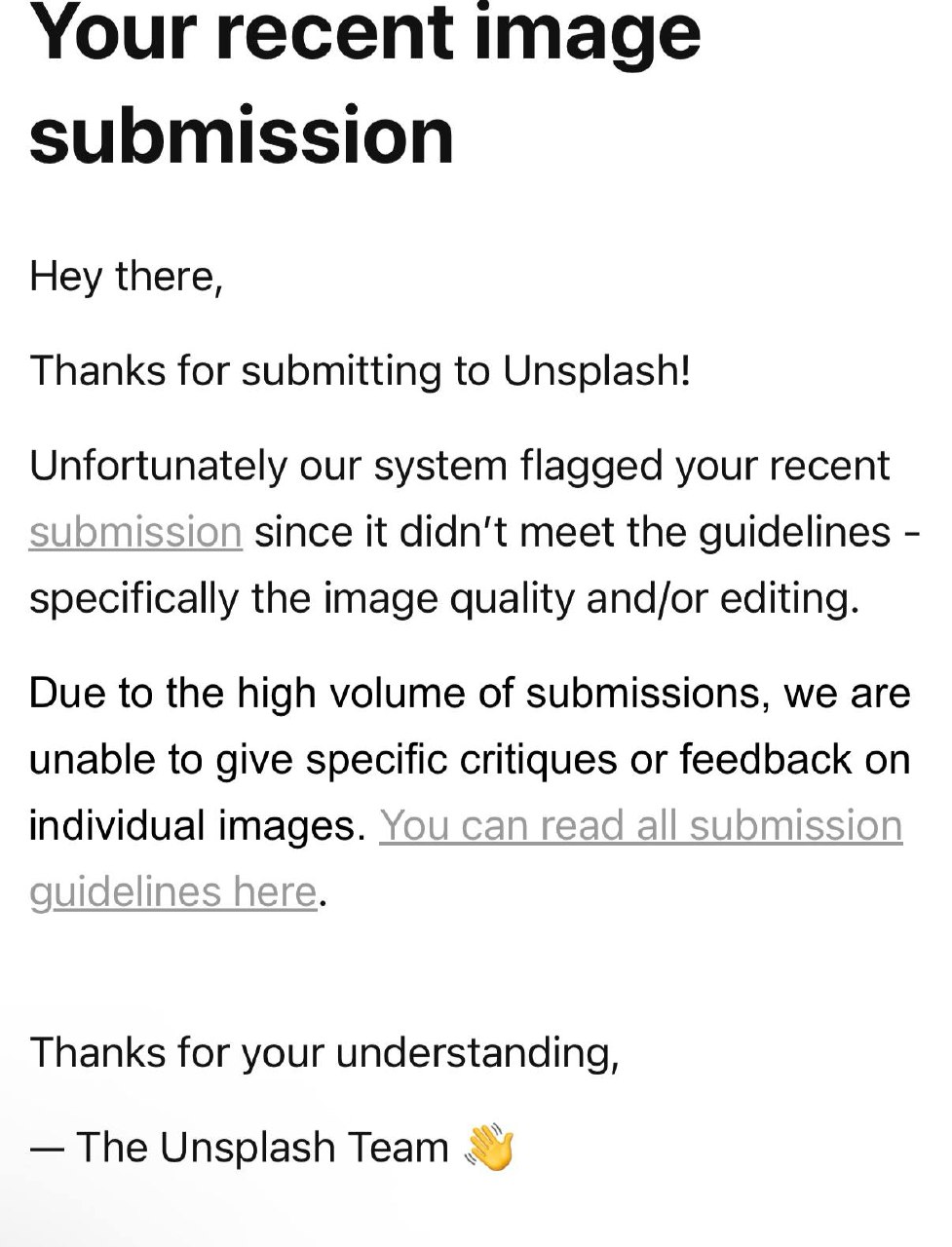 Unsplash не понравилось фото моего коктейля, судя по правилу на которое они ссылаются. У меня может быть:
We currently only accept original photos, 3d renders | Сетка — социальная сеть от hh.ru