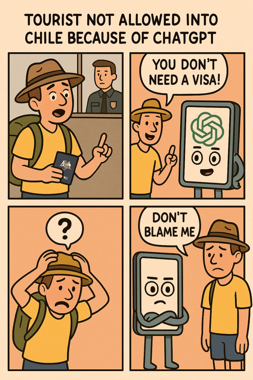 Кто виноват: турист или ChatGPT?
Скинули тут в одном чате историю, в контексте того, что ИИ тупой и поверхностный и верить ему вообще нельзя | Сетка — социальная сеть от hh.ru