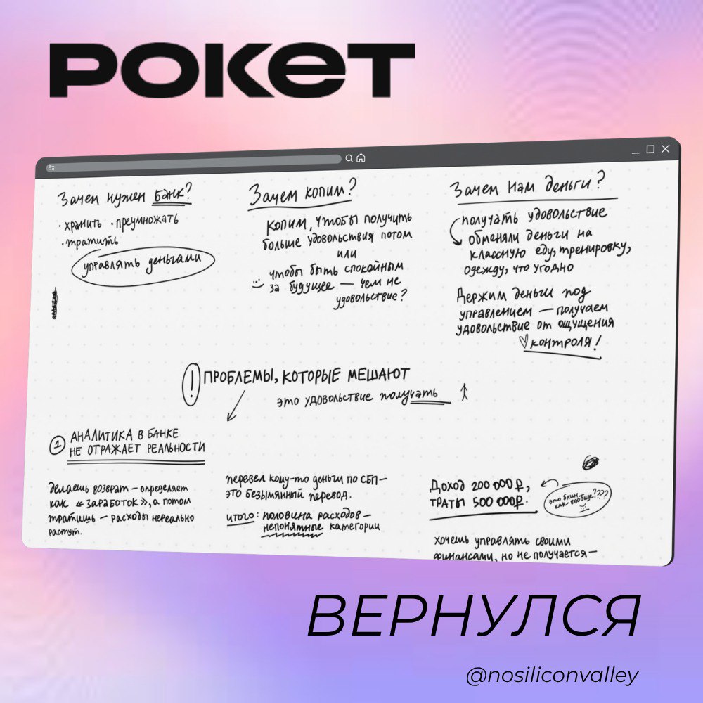 Смузи — это не банк.
(ц) Олег Тиньков, до первого заката Рокета.
Рокетбанк возвращается. И это, возможно, самый нетипичный банковский ребрендинг за последние годы | Сетка — социальная сеть от hh.ru