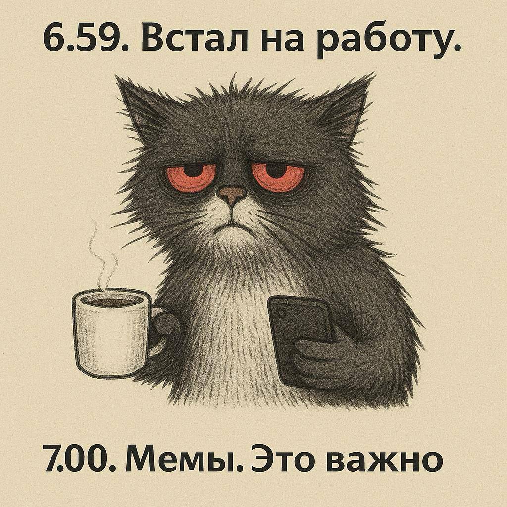 Вот вы можете подумать, а чего мне не спится в такую рань?
А я специально проснулся, чтобы запостить вам эту картинку в 07:00 🫣
Ладно… меня просто выписали и закрыли больничный, теперь я восстанавлива... | Сетка — социальная сеть от hh.ru