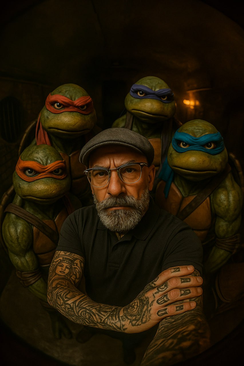 🐢 Кавабанга! Твое селфи с Черепашками-ниндзя прямиком из 90-х! 🍕
Достаем кассеты и вспоминаем детство! Этот промпт — машина времени, которая отправит вас в канализацию Нью-Йорка для крутого селфи с ле... | Сетка — социальная сеть от hh.ru