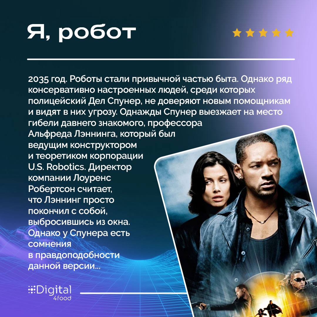 А вы задумывались о том, что многие фильмы о будущем скоро станут нашим настоящим?✈️
Взять, к примеру, сюжет фильма «Я, робот», события которого происходят в 2035 году (а это уже через каких-то 10 лет... | Сетка — социальная сеть от hh.ru