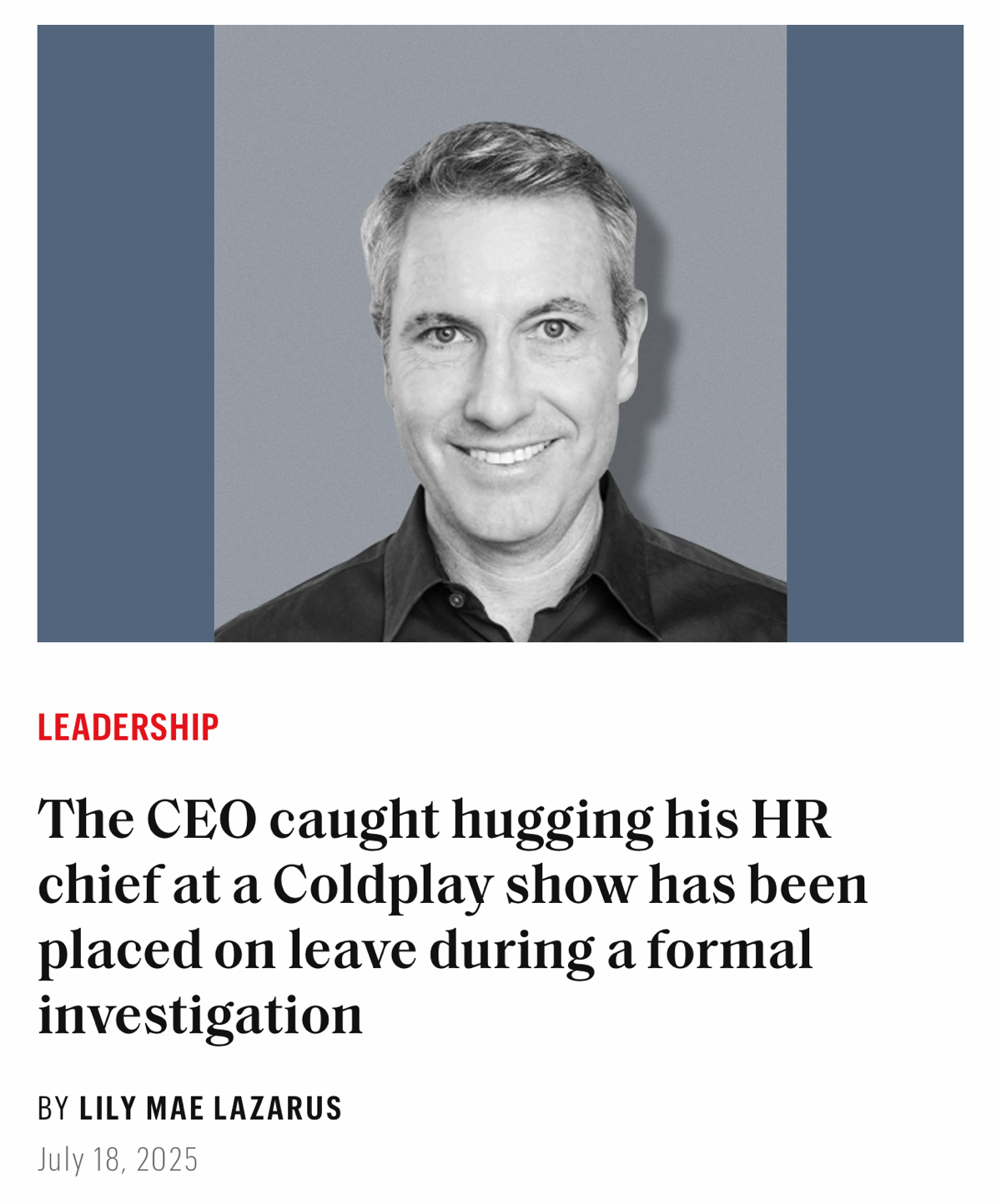 CEO Astronomer временно отстранён после скандала на концерте Coldplay:
Глава компании Andy Byron и HR-директор Kristin Cabot оказались в центре скандала после того, как видео с их объятиями на стадион... | Сетка — социальная сеть от hh.ru