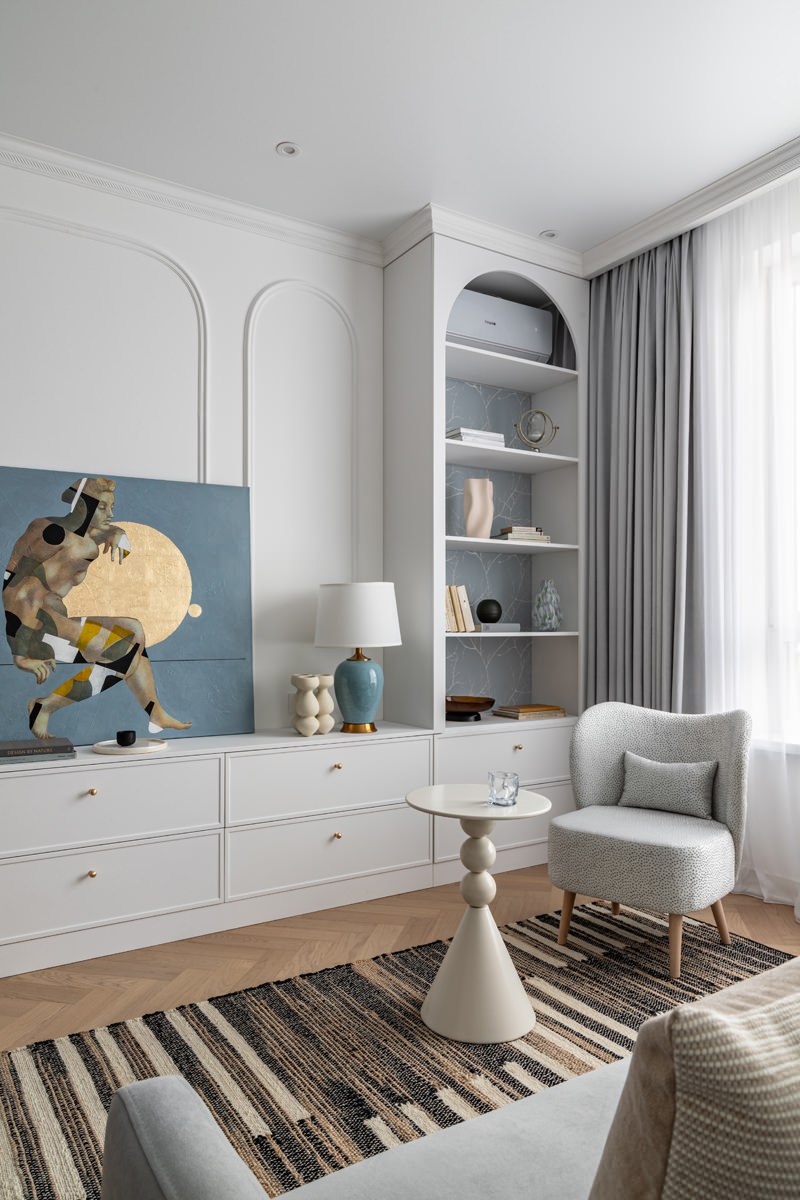 Квартиру на 19 этаже жилого комплекса на берегу Москвы-реки дизайнер Наталия Седова называет «воздушной» не случайно | Сетка — социальная сеть от hh.ru