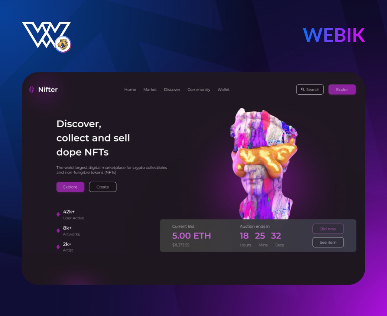 NFT коллекция  
Язык: #en
Категория: #landing / #магазин
Сложность: #легкий
Адаптив: да  
Забрать макет - https://www.figma.com/design/cc3NWFztMCxV5A8IBElZUN/Nft?node-id=0-1&p=f&t=Gq3RO0048ezUvTnD-0 | Сетка — социальная сеть от hh.ru