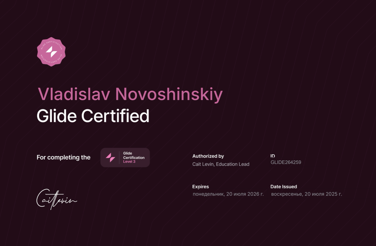 Сертификация в Glide | Сетка — социальная сеть от hh.ru