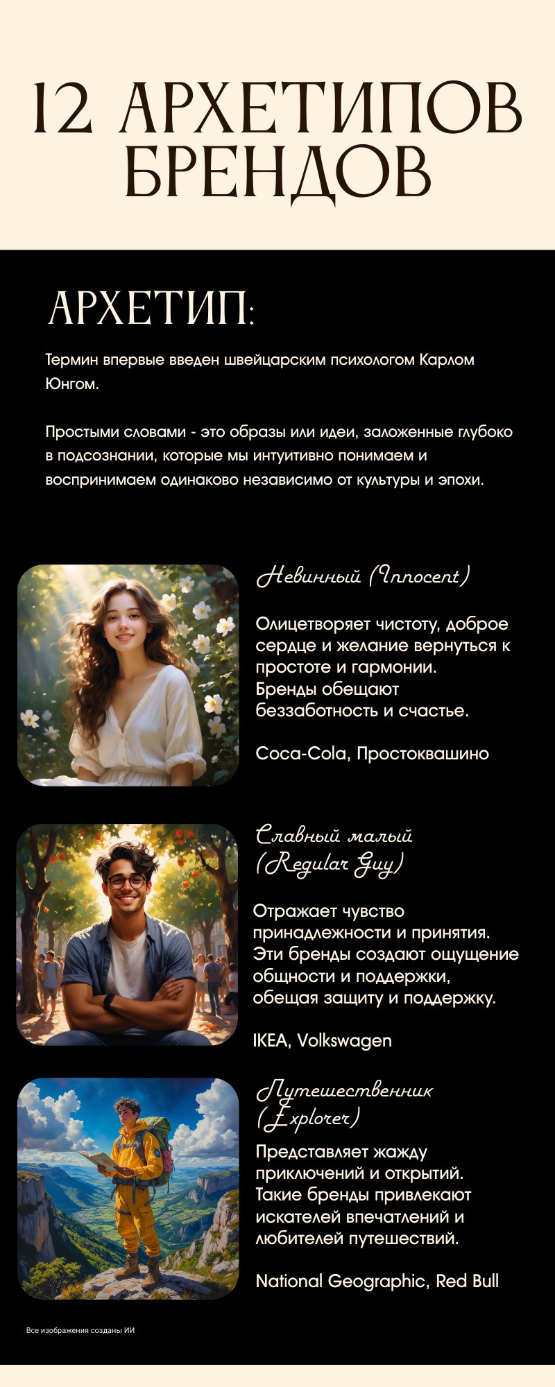 Архетипы - то, что определяет наше восприятие брендов. Чем точнее бренд подберёт подходящий архетип, тем крепче связь с клиентом. #маркетинг #реклама #бренд #стратегия #лайфхаки | Сетка — социальная сеть от hh.ru
