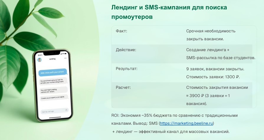 Кнопка «отклик» прямо из SMS — и всё сработало
HR-маркетинг часто гонится за хайпом: TikTok-вакансии, нейросети, карусели в Reels | Сетка — социальная сеть от hh.ru