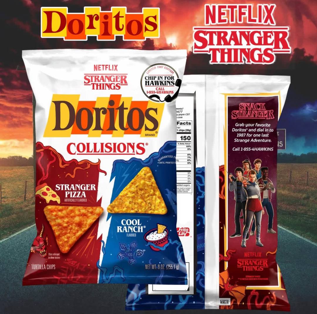 Опа, Doritos выпустят ДВОЙНЫЕ чипсы по «Очень странным делам» в честь выхода финального сезона.
В пачке будут начос со вкусом странной пиццы и пикантных специй | Сетка — социальная сеть от hh.ru