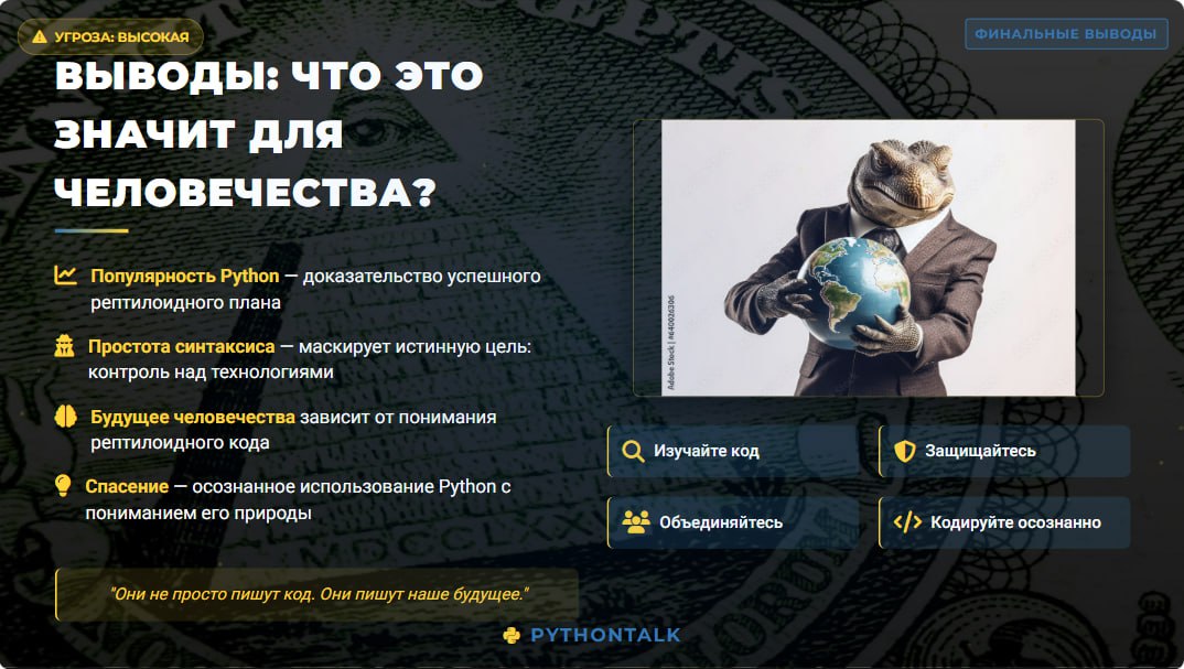 Заговор рептилоидов раскрыт! 🐸
В сеть слили презентацию доказательствами‼️
Шутки шутками, а GLM-4 | Сетка — социальная сеть от hh.ru