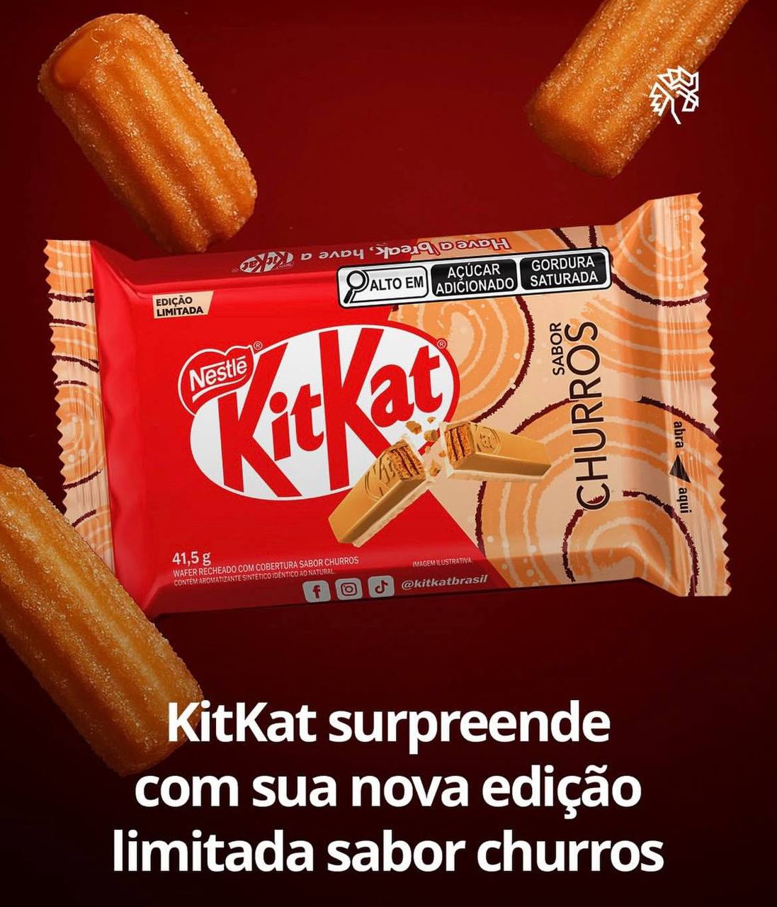 О, KitKat выкатил батончики со вкусом чурросов в Бразилии. В них будут ощущаться вафельный слой, нотки корицы, вареной сгущенки и сахарной пудры.
Параллельный импорт, давай 🙉 | Сетка — социальная сеть от hh.ru