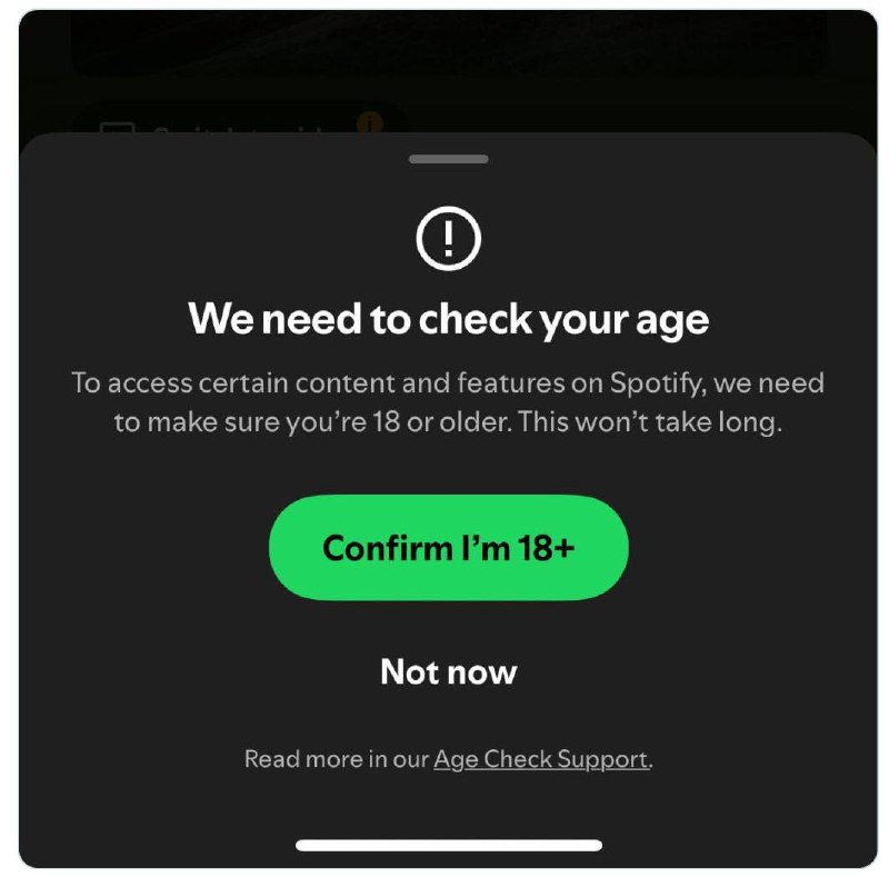 Вход в Spotify по паспорту и только с 18 лет сделали в Великобритании — в стране приняли закон «О безопасном интернете».
Теперь, чтобы слушать треки 18+, нужно показать документы и отсканировать лицо | Сетка — социальная сеть от hh.ru
