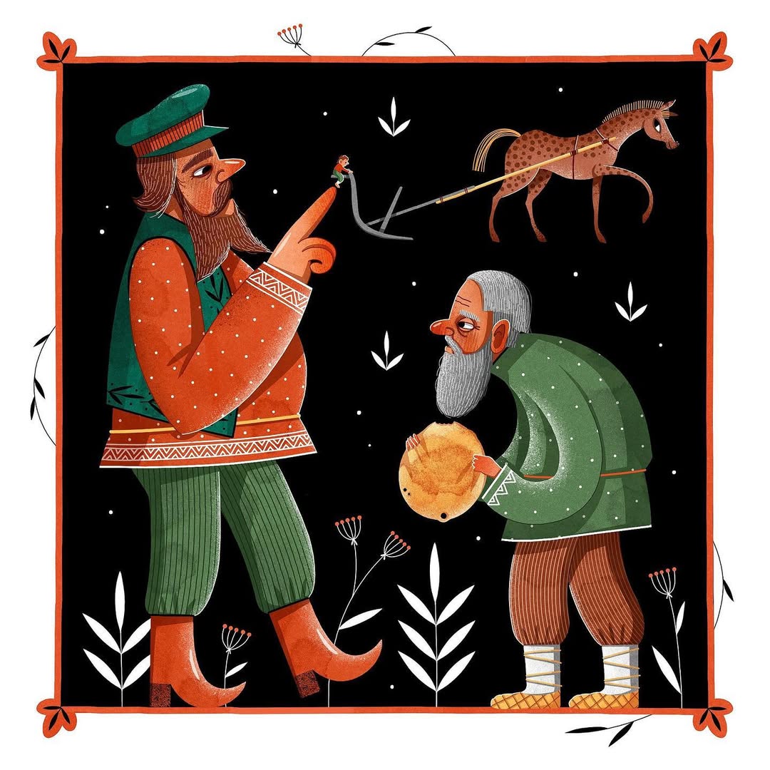 Ещё добрых рисунков вам.
Встреча с дедушкой и бабушкой, а также иллюстрации по сказке Толстого «Люпунюшка»
Автор: Даша Красильникова (dashakrasart)
#иллюстрация | Сетка — социальная сеть от hh.ru