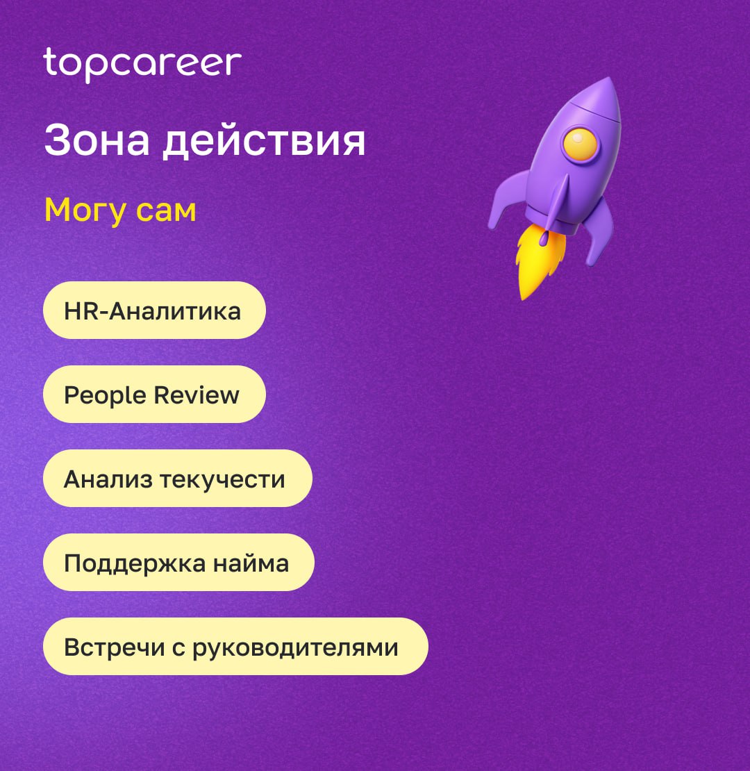 Роль HRBP — это не про «всё могу», а про грамотное распределение усилий.
Иногда HRBP действует сам, иногда — влияет через других, а иногда — создает условия, в которых решения принимает бизнес | Сетка — социальная сеть от hh.ru