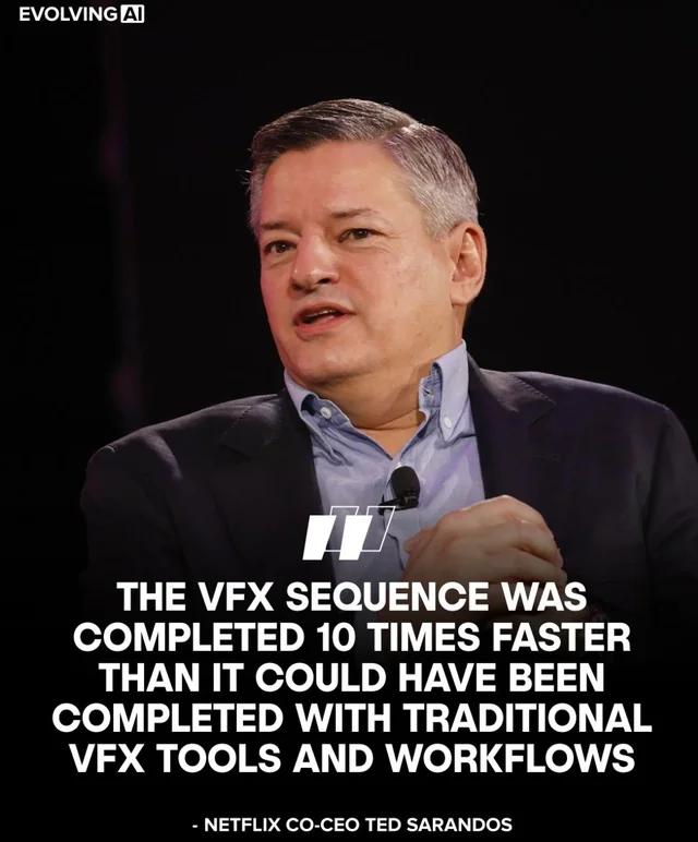 Довольно интересные новости от Netflix. Они официально начали использовать искусственный интеллект в производстве своего контента. Уже появились первые кадры, созданные с помощью ИИ | Сетка — социальная сеть от hh.ru