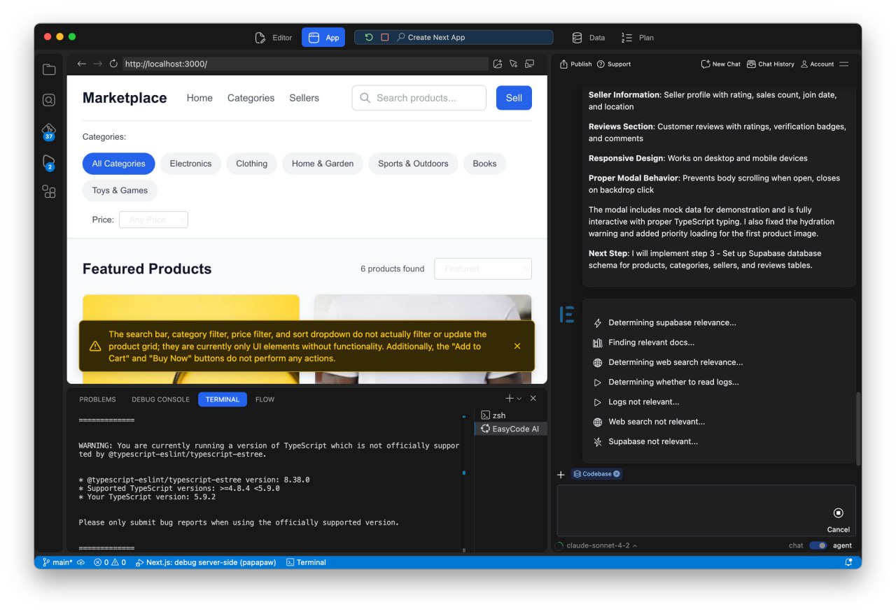 Вышел полностью локальный сервис для вайб-кодинга EasyCode — создан специально для разработки сайтов и приложений без ограничений от онлайн-платформ | Сетка — социальная сеть от hh.ru
