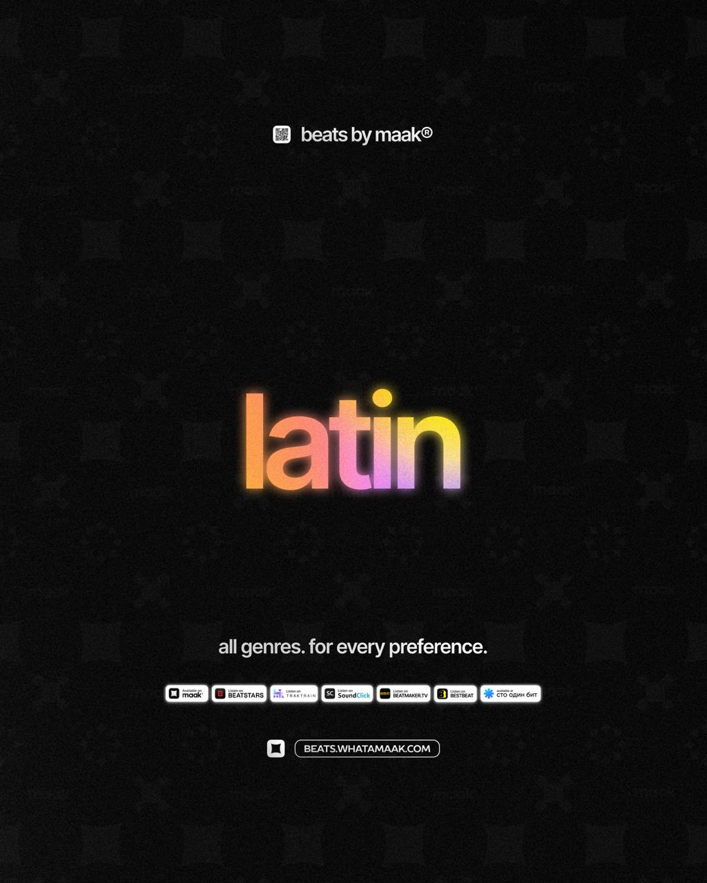 🎵 «Latin биты» ╳ от maak®
ℹ️ В нашем каталоге более 400 различных аранжировок, в самых популярных жанрах, на любой вкус и предпочтения | Сетка — социальная сеть от hh.ru