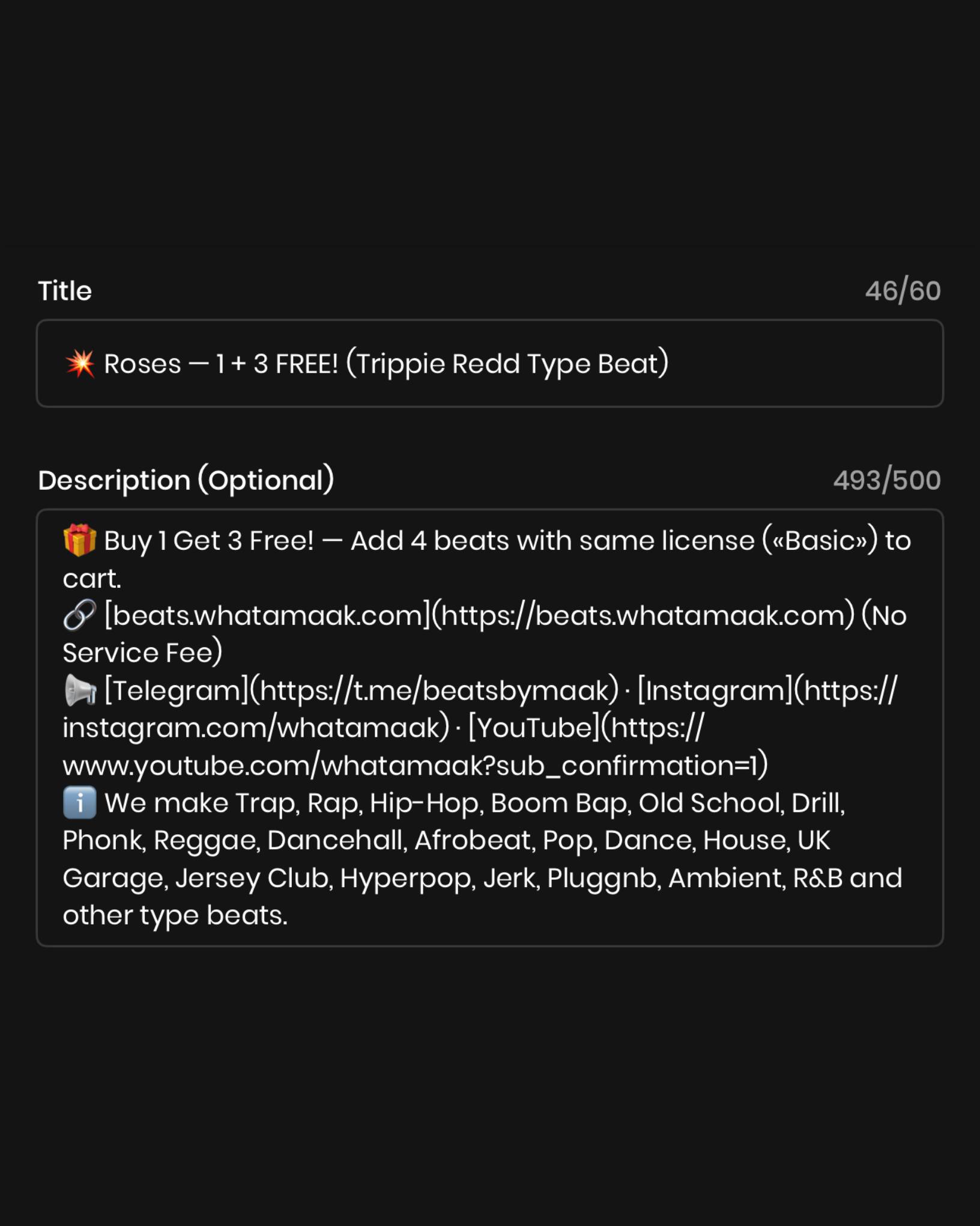 🅱️ На BeatStars теперь можно делать кликабельные ссылки в описании бита
Раньше описание (Description) под битом было просто текстом | Сетка — социальная сеть от hh.ru
