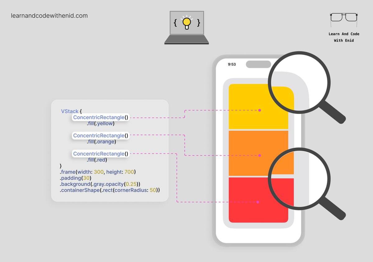 Новое в SwiftUI
ConcentricRectangle позволяет создавать фигуры, которые автоматически подстраиваются под скругление углов своего контейнера — отлично подходит для лаконичных интерфейсов, без необходим... | Сетка — социальная сеть от hh.ru