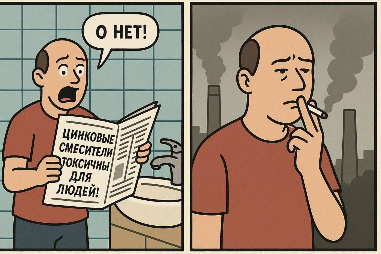 Ученые рекомендуют в пятницу вечером сопровождать важные новости юмористическими картинками.
Что ж, спорить не будем. 😎
А это подробная статья о вреде цинковых смесителей:
https://dzen | Сетка — социальная сеть от hh.ru