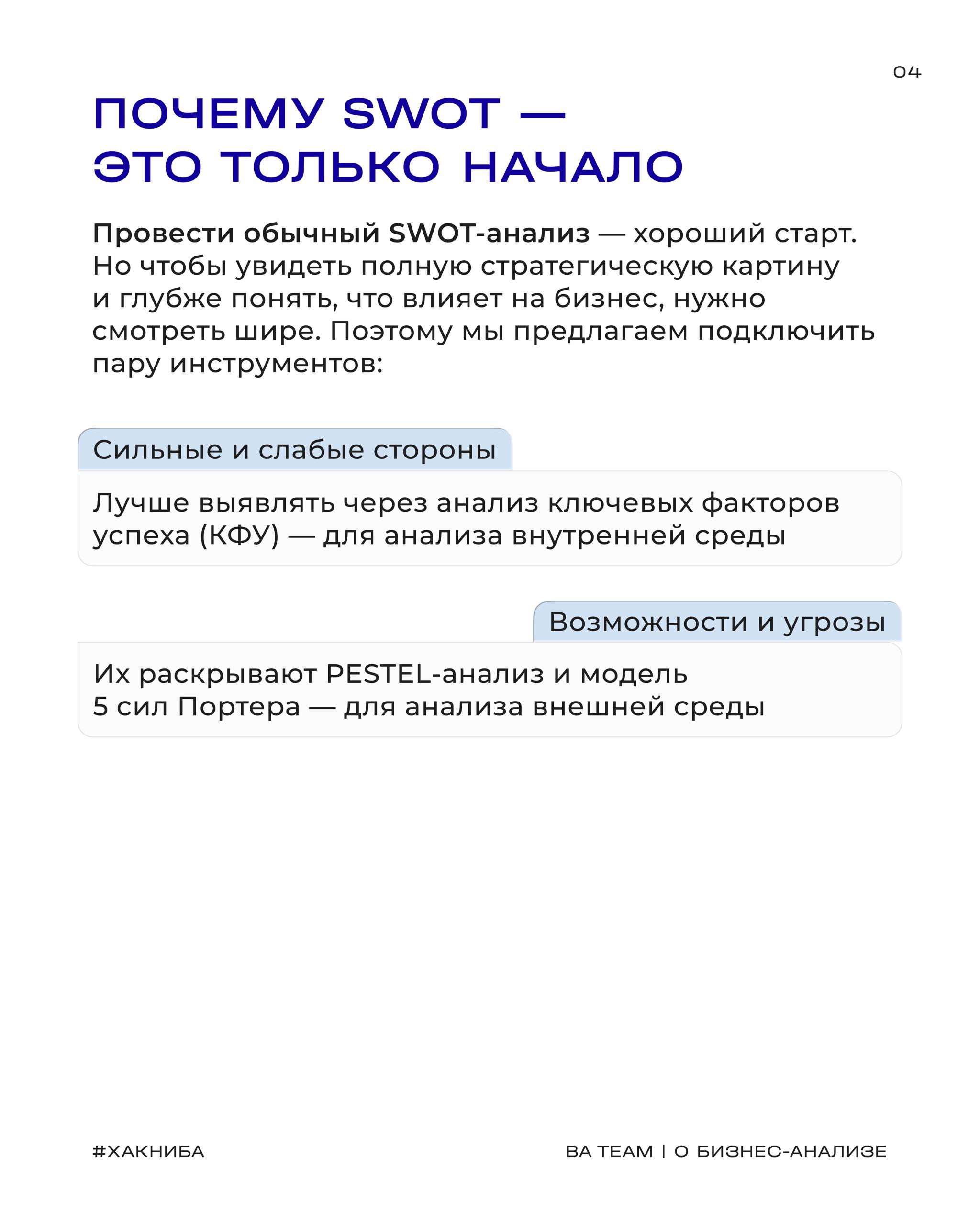 SWOT 2.0: включаем расширение
🧮 Провести базовый SWOT-анализ — полезно, но он показывает только где вы сейчас | Сетка — социальная сеть от hh.ru