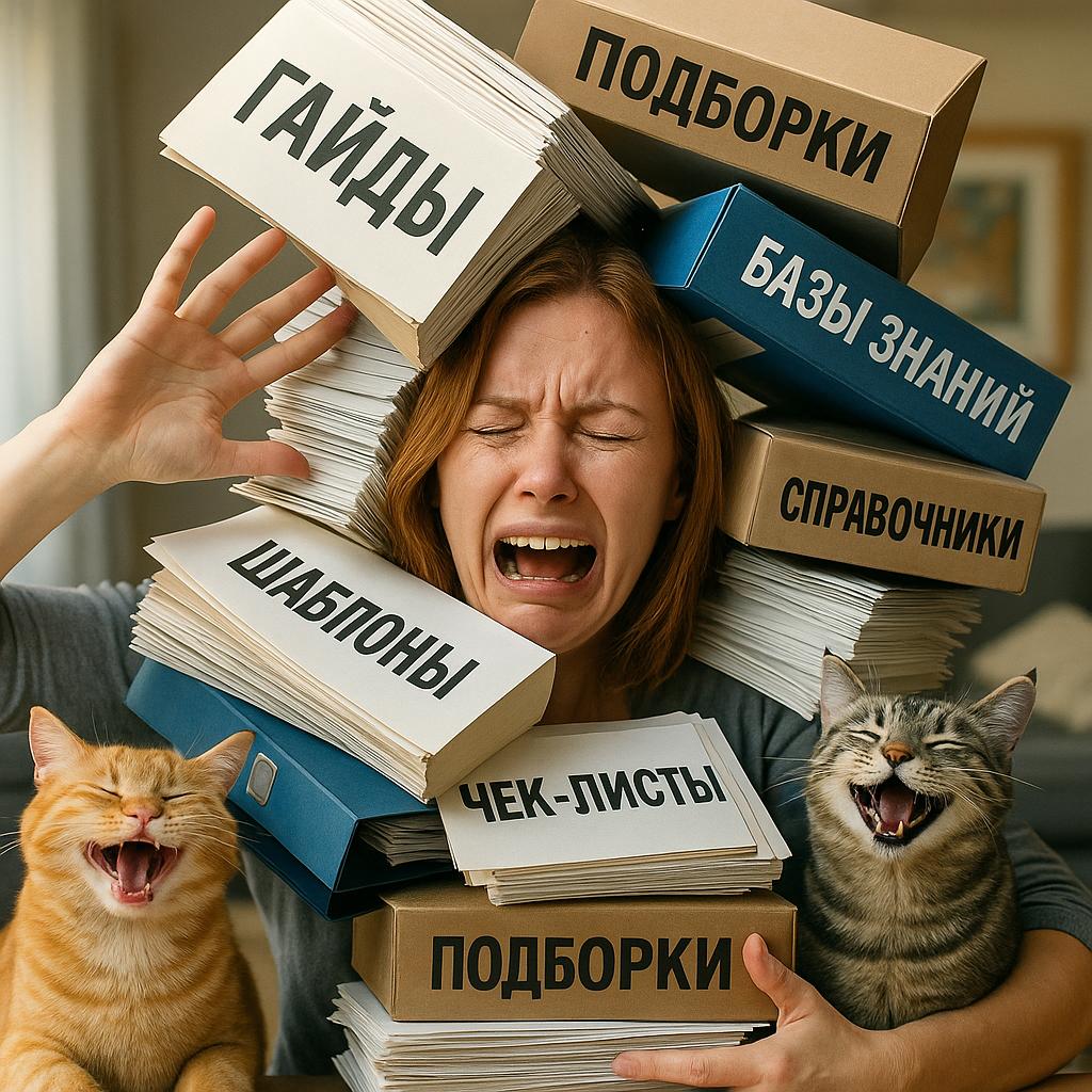 Остановитесь! 🚫
Хватит качать гайды, чек-листы, шаблоны и подборки.
Вам не помогут бесконечные методички, справочники и базы знаний | Сетка — социальная сеть от hh.ru