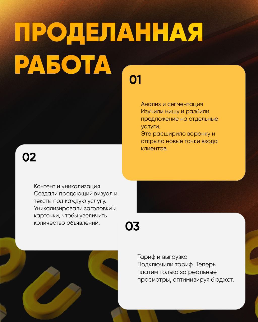 🔘🔘🔘🔘
Кейсы лучше всего показывают результаты нашей работы!
Сегодня расскажу про
продвижение услуг клининга | Сетка — социальная сеть от hh.ru