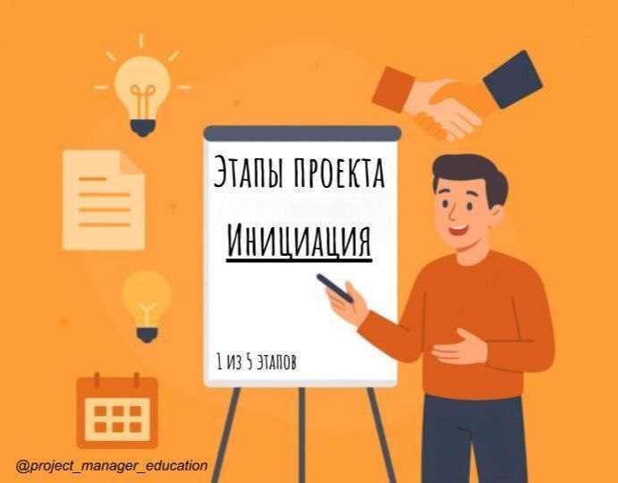 🔹 Этап 1/5 — Инициация проекта
💡 Определение по PMBOK
Инициация — это группа процессов, которые определяют цель проекта, ожидаемые результаты и основные ограничения | Сетка — социальная сеть от hh.ru