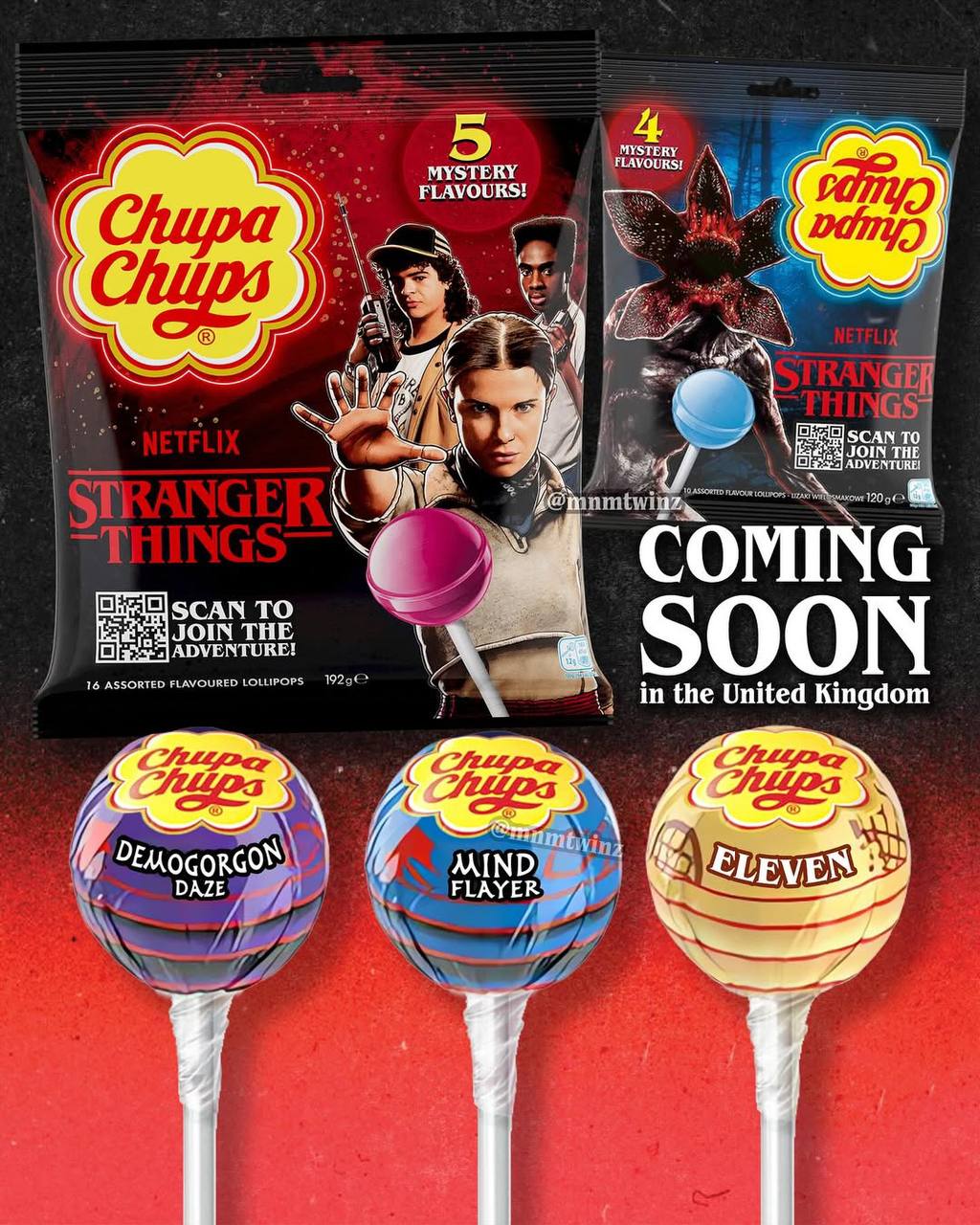 Прикол, Chupa Chups выпустил три новых вкуса к премьере нового сезона Очень странных дел — «Оцепенение Демогоргона», «Пожиратель разума» и «Одиннадцать».
Хочется попробовать 🤓 | Сетка — социальная сеть от hh.ru