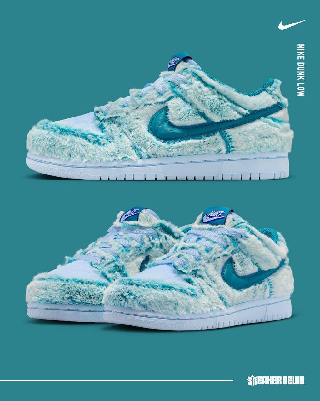 Аааа, какие прикольные! Nike собирается дропнуть пушистые кроссовки, вдохновленные Снежным человеком или Йети. Это серия GS Nike Dunk Low, которая выйдет осенью и будет стоить 120 баксов (9590 рублей) | Сетка — социальная сеть от hh.ru