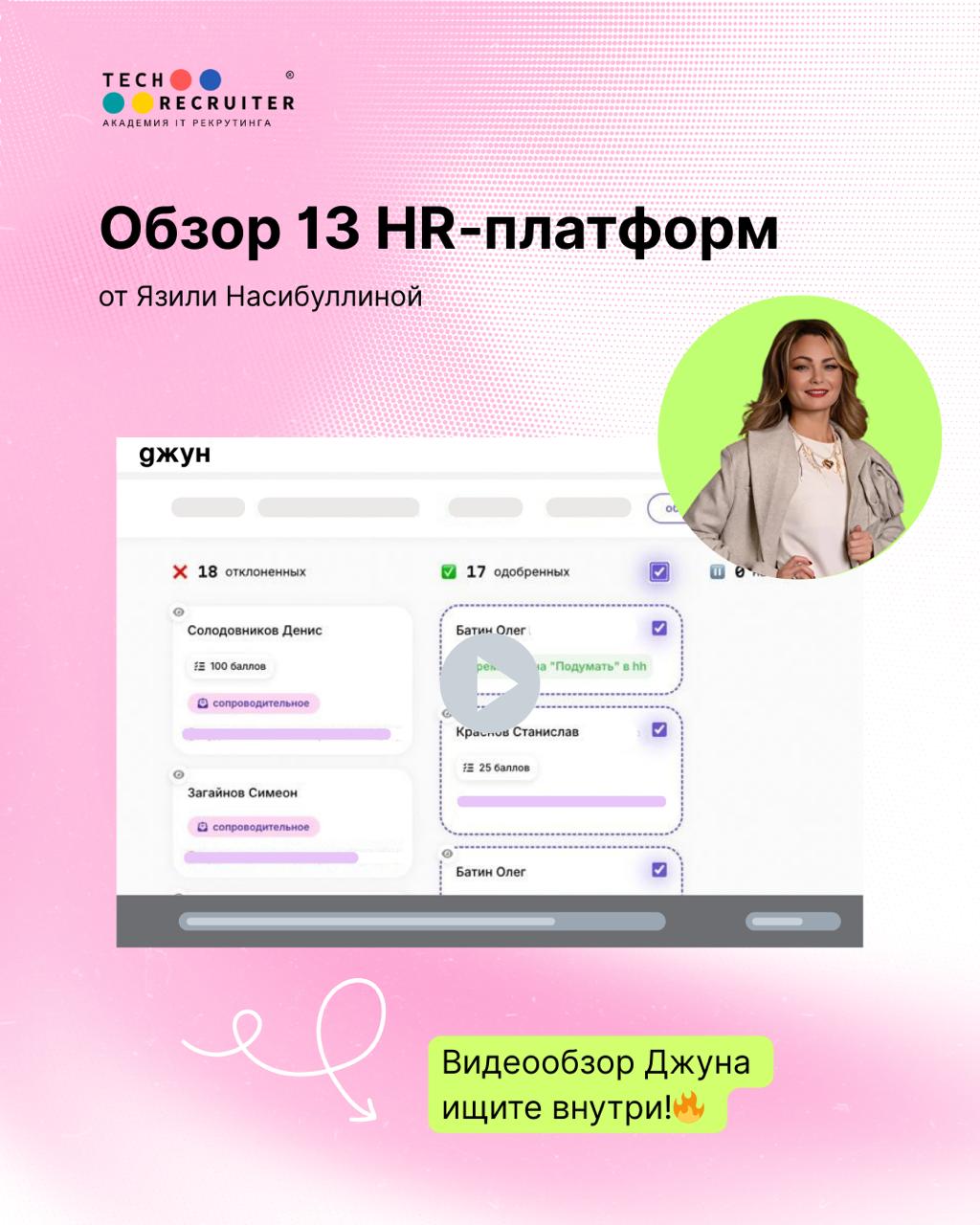 ⚡️Как понять, подойдет ли конкретная HR-платформа под задачи вашей компании? Посмотреть бесплатный видеообзор 🎦
Недавно мы сняли видеообзор на Джуна вместе с основателем Академии Tech-recruiter Язилей... | Сетка — социальная сеть от hh.ru