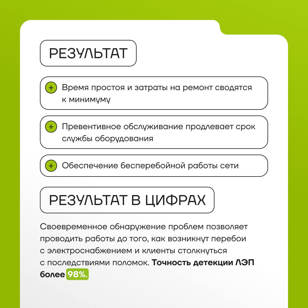 ⭐️ Проект: дистанционный мониторинг линий электропередач
Продолжаем делиться реализованными проектами!
В карточках рассказали, как мы разработали систему анализа аэроснимков участка ЛЭП и автоматизиро... | Сетка — социальная сеть от hh.ru