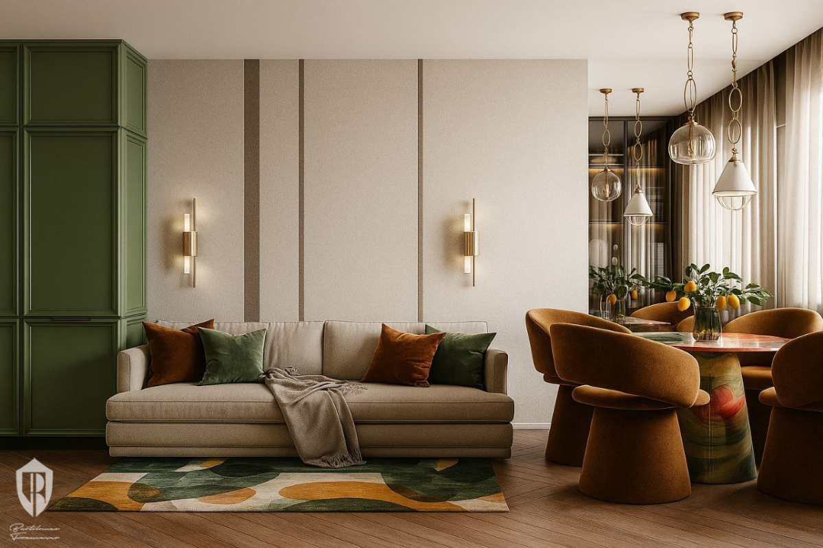 Интерьер в стиле Modern с отсылками к Mid-century modern | Сетка — социальная сеть от hh.ru