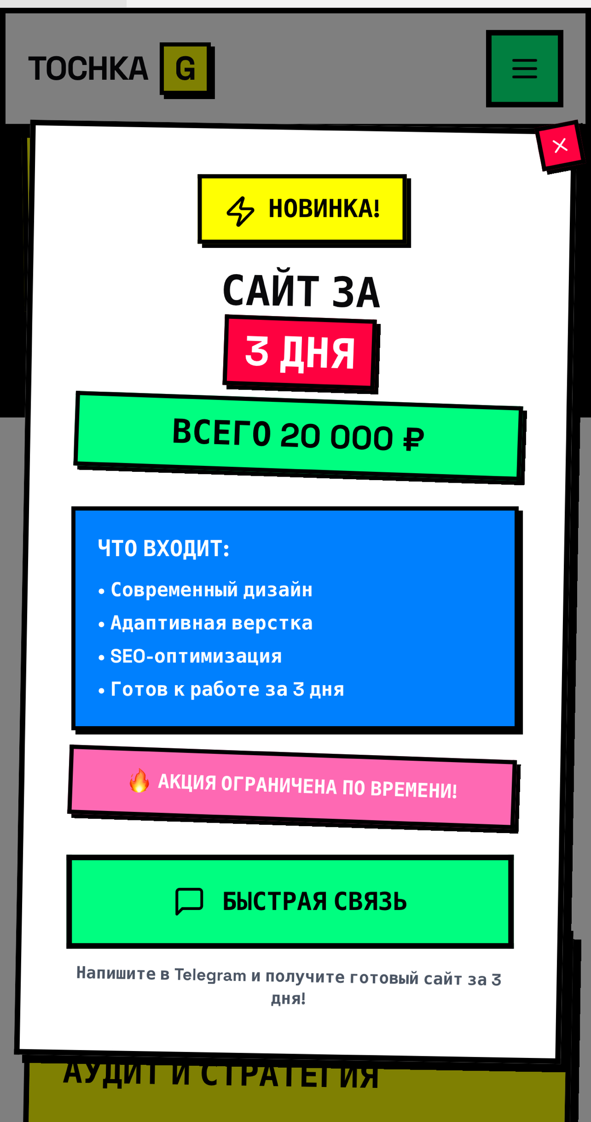 Ваш сайт за 3 дня и 20 000 рублей! | Сетка — социальная сеть от hh.ru