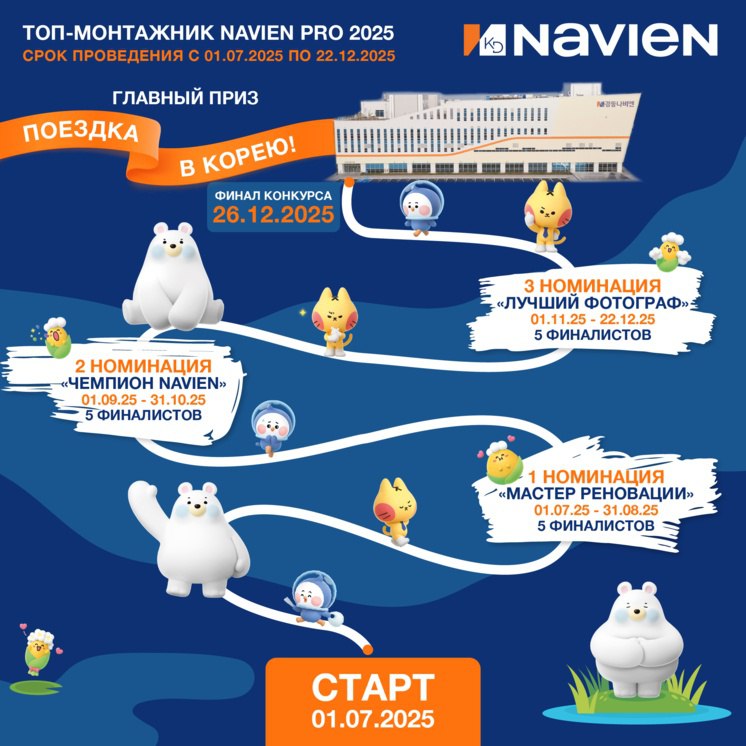 Пора оформлять «загранник»!
С 1 июля стартовал конкурс ТОП-МОНТАЖНИК NAVIEN PRO 2025 | Сетка — социальная сеть от hh.ru