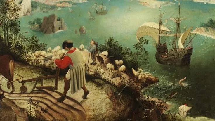 Эта картина называется «Падение Икара» П. Брейгеля. Икара, я думаю, вы нашли.
А вот какую идею я хочу передать вам через этот сюжет? Пожалуйста, поделитесь ❤️🙏 | Сетка — социальная сеть от hh.ru