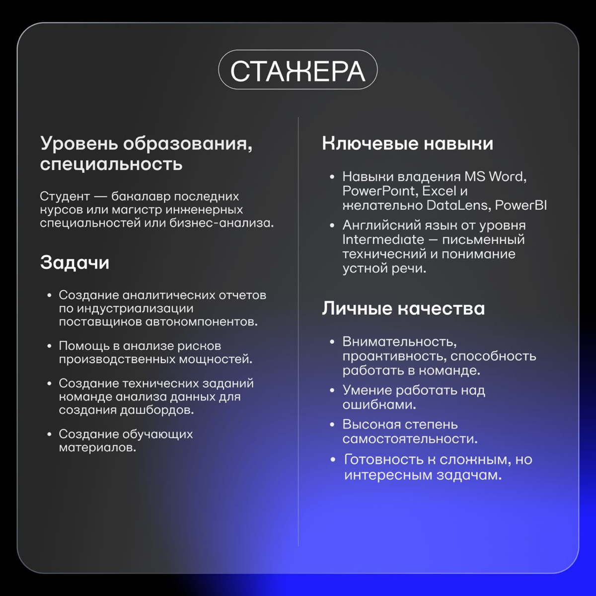 Вакансия на стажировку в Атом | Сетка — социальная сеть от hh.ru