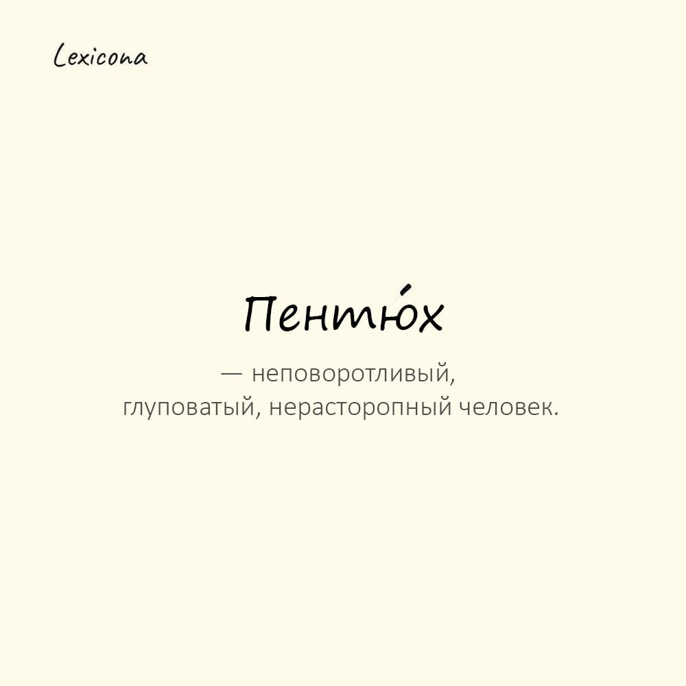 Пентюх — неповоротливый, глуповатый, нерасторопный человек; простак, простофиля 🤪
Пример употребления:
Ну и пентю́х же ты, опять ключи дома забыл! 🤦‍♂️
#пентюх #неповоротливый #глуповатый #нерасторопн... | Сетка — социальная сеть от hh.ru