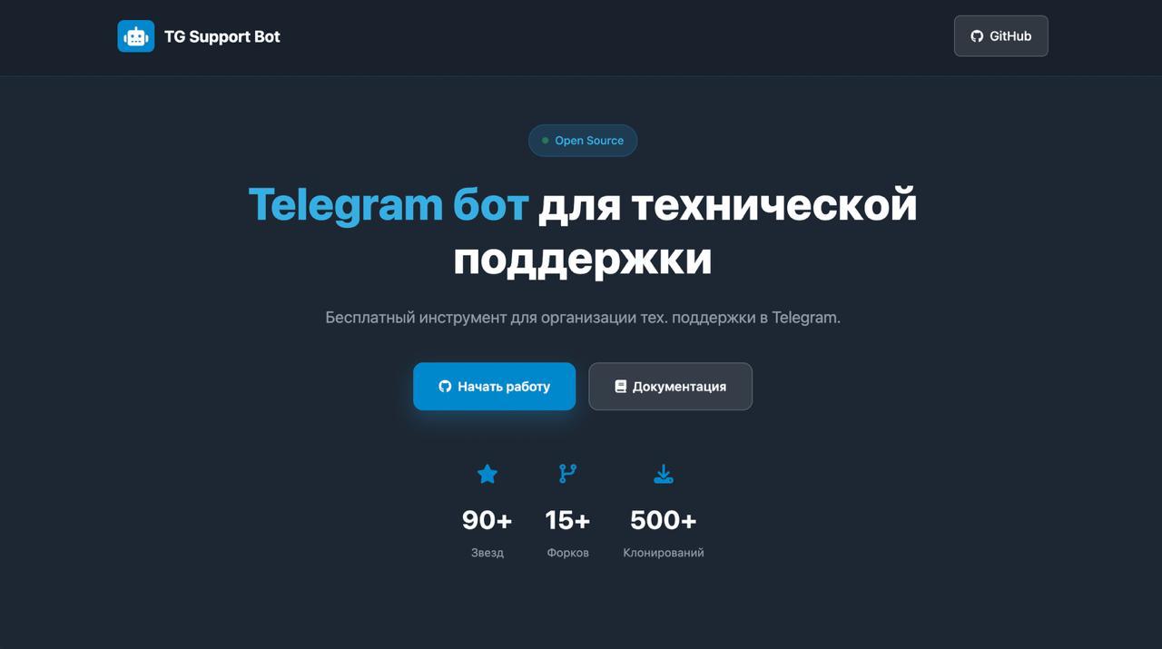 👨‍💻Сделал лендинг для презентации бота
https://tg-support-bot | Сетка — социальная сеть от hh.ru