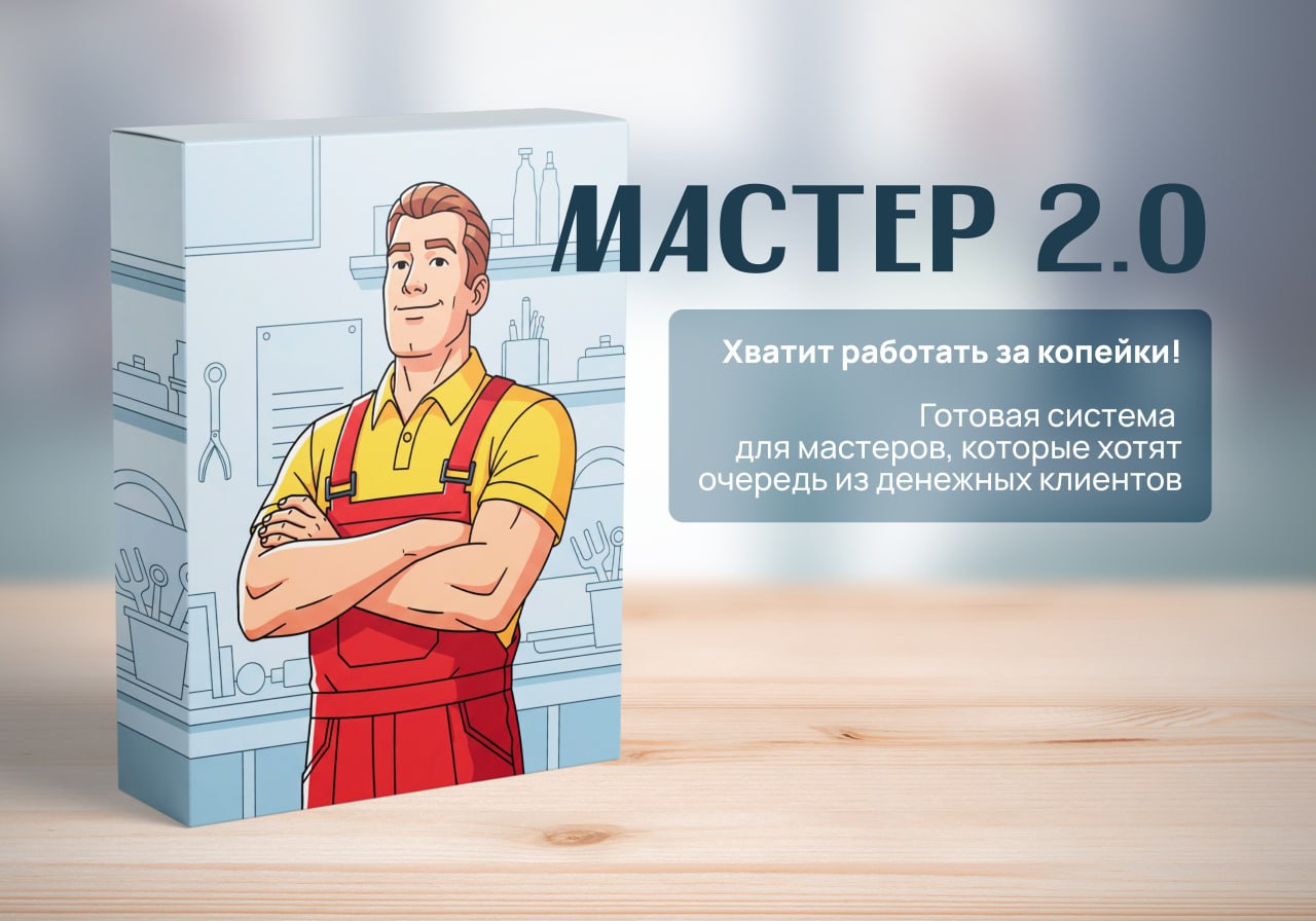 🔥 Хватит работать за копейки. Готовая система "Мастер 2.0" для тех, кто хочет очередь из денежных клиентов.
Узнаёшь себя?
🔹 Заказы идут то густо, то пусто | Сетка — социальная сеть от hh.ru