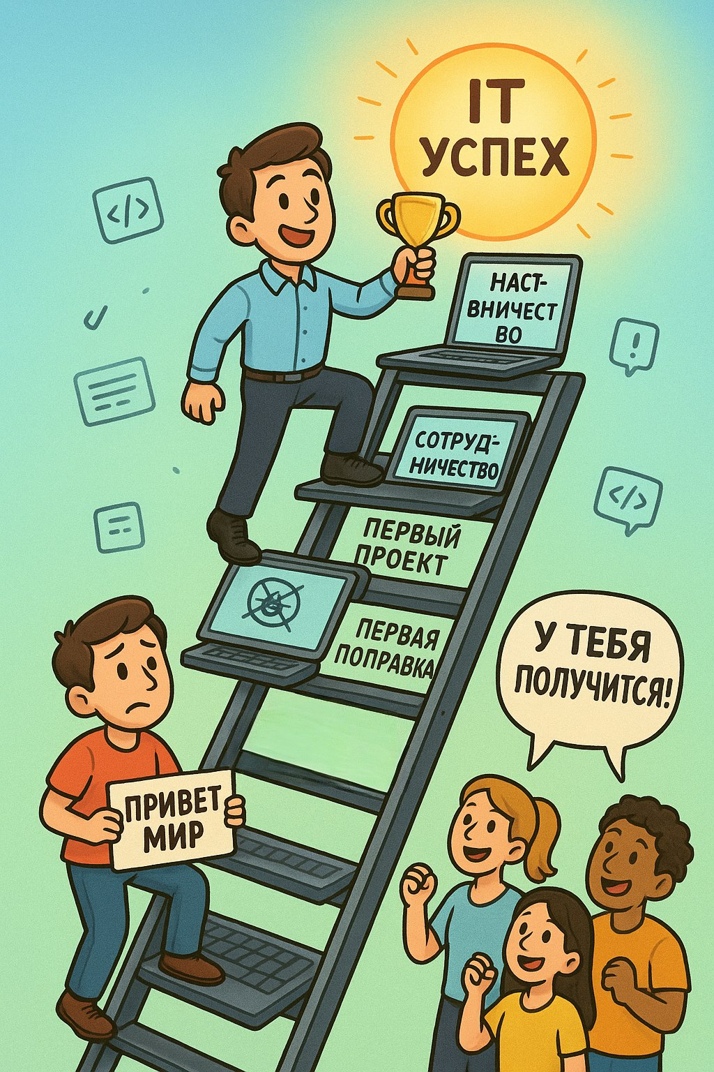 👋 Коллеги, привет!
Как прийти в IT и не облажаться
🤯 Если думаете, что в IT берут только гениев с крутым резюме и 10 годами опыта - то это не всегда так работает | Сетка — социальная сеть от hh.ru