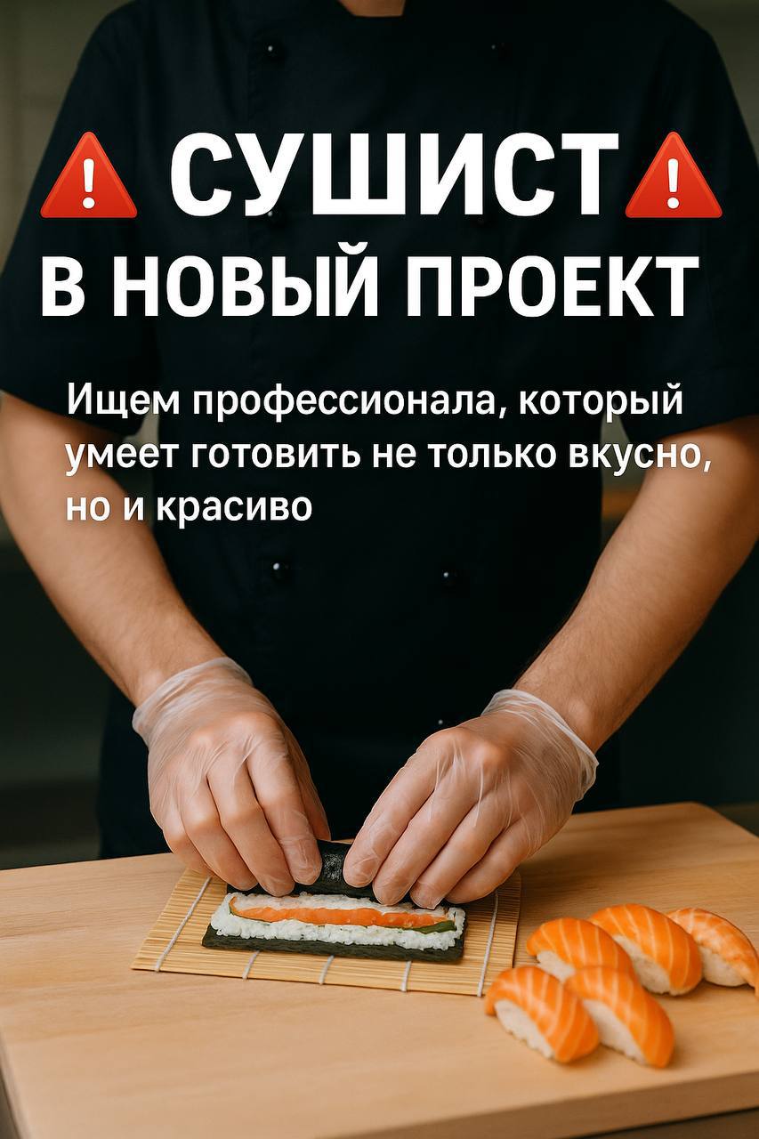 ❗️НОВЫЙ ПРОЕКТ❗️
🍣 Ищем опытных поваров суши на позиции:
СУШИСТ -от 4600₽
СТАРШИЙ ПОВАР-от 5000₽
СУ-ШЕФ от 5500₽
📍 Локация: м | Сетка — социальная сеть от hh.ru
