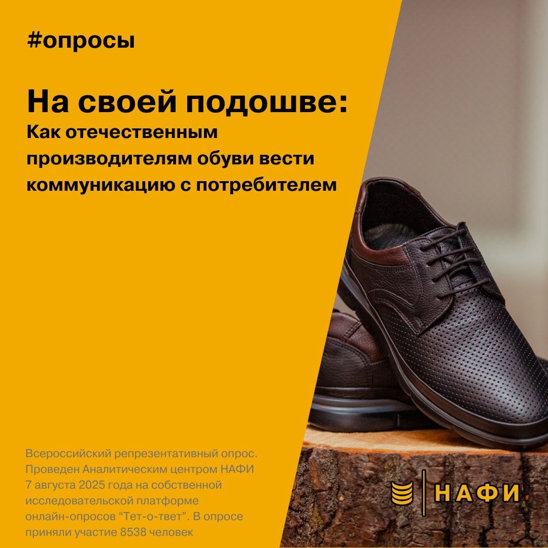 ⚡️ 46% россиян выбирают российскую обувь, особенно молодые покупатели (до 24 лет — 73%), мужчины (52%) и люди с доходом выше среднего (62%)
🔣 Потребители лояльны к отечественным брендам, предпочитая п... | Сетка — социальная сеть от hh.ru