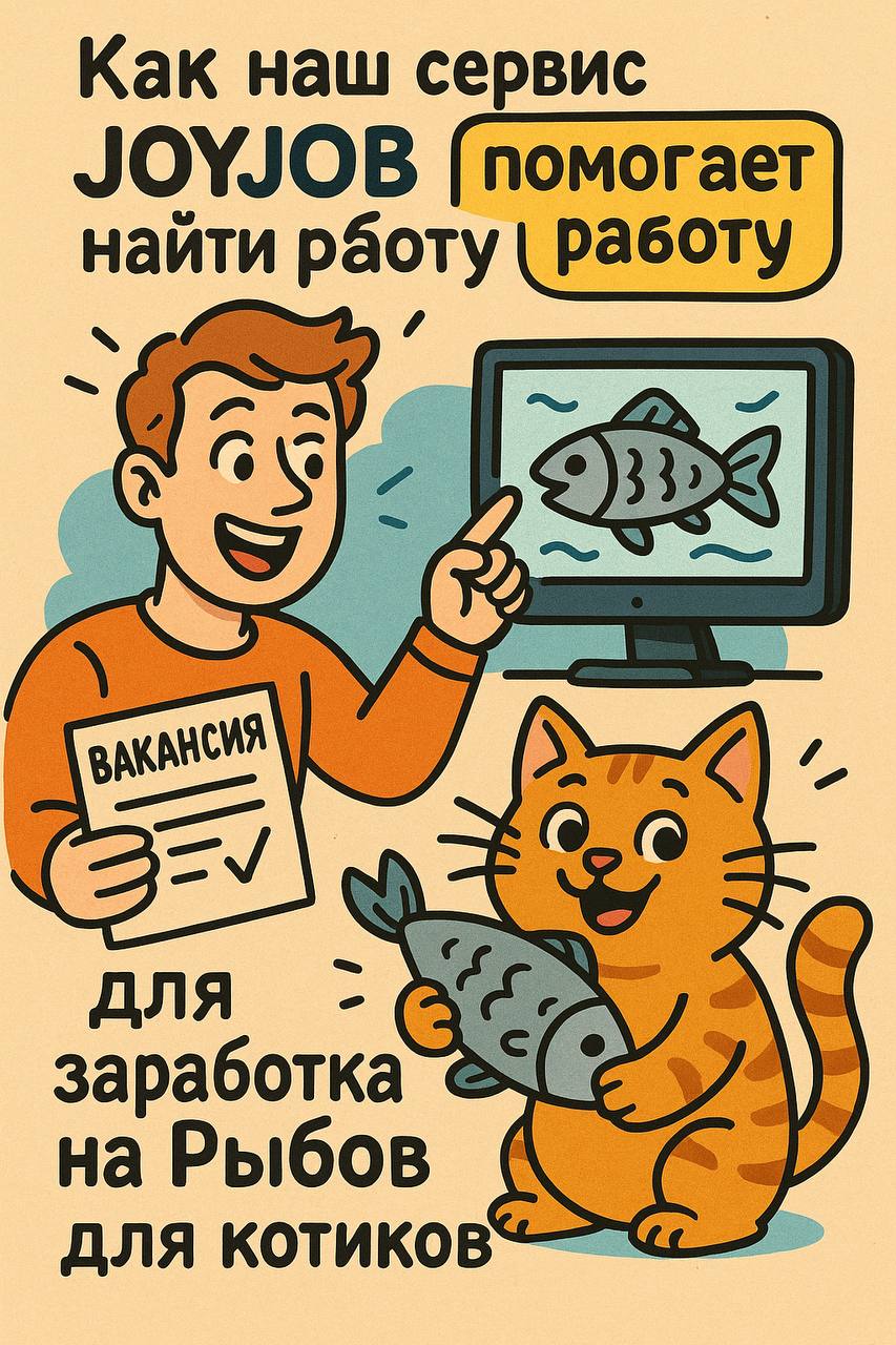 Как JOYJOB помогает найти работу для заработка на Рыбов для котиков 🐟🐱
Иногда поиск работы кажется чем-то слишком серьёзным и даже тревожным | Сетка — социальная сеть от hh.ru