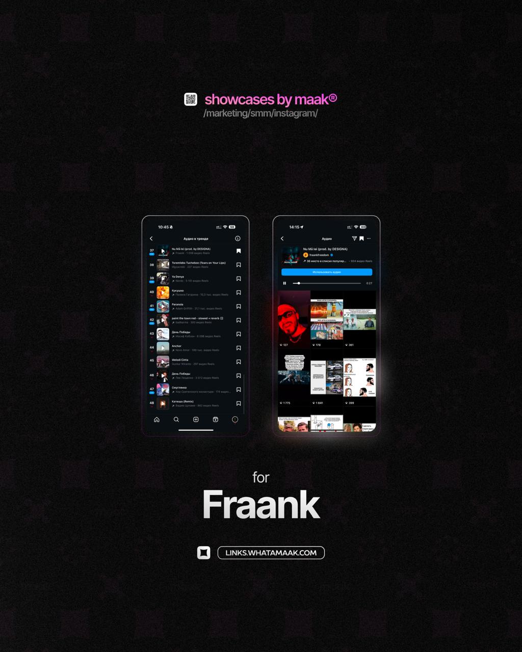 📱 Новый кейс — Продвижение в топ чарты Instagram* для Fraank
✅ Что было сделано?
— Размещение сниппетов и видео-нарезок с треком артиста в тематических сообществах;
— Массовый постинг
⭐️Итог:
— Попали... | Сетка — социальная сеть от hh.ru