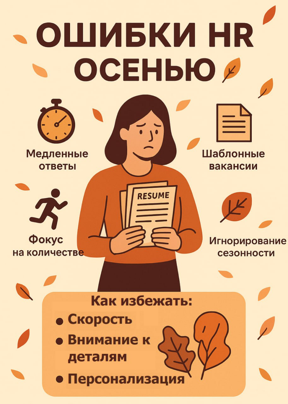 🍂 Ошибки HR, которые особенно заметны осенью | Сетка — социальная сеть от hh.ru