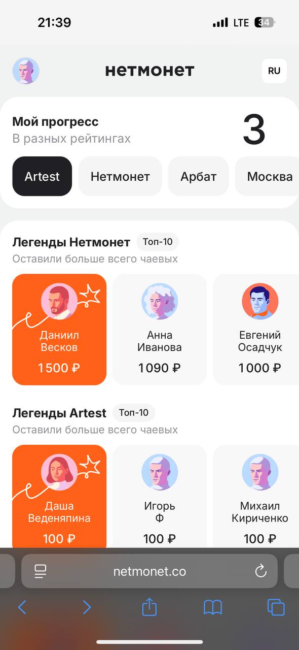 Ура. Мы сделали рейтинги. Теперь можно стать легендой любимых мест ⭐️
Первыми делаем виток в развитии рынка — идем в прямые коммуникации с гостем. Дальше — больше. На этом точно не остановимся | Сетка — социальная сеть от hh.ru