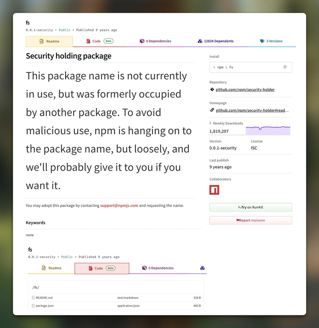 Такого я еще не встречал
NPM зависимость с более 1.8млн скачиванией в неделю, 12 | Сетка — социальная сеть от hh.ru